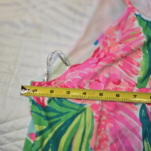 Lilly Pulitzer Pink and Green Floral Mini Dress Keyhole Neck Women's Size Medium - Picture 9 of 10
